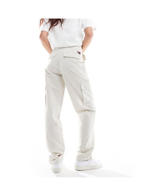 Tommy Hilfiger White Harper High Rise Cargo Trousers