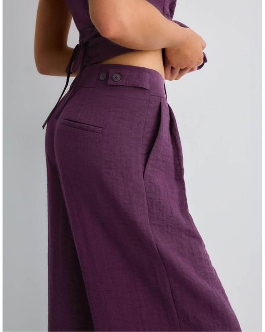 Stradivarius Purple Rustic Wide-leg Trousers