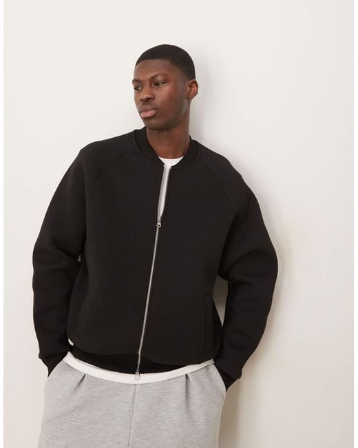 ASOS Men's Black Heavyweight Oversized Bomber Jacket