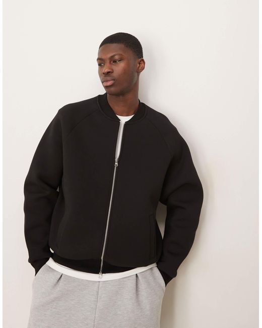 ASOS Black Heavyweight Relaxed Bomber Jacket for men