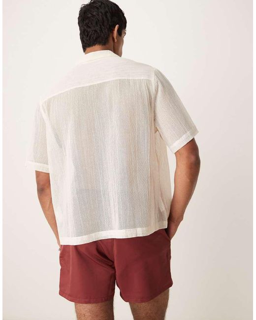 ASOS White Co-ord Boxy Revere Shirt With Chest Embroidery for men