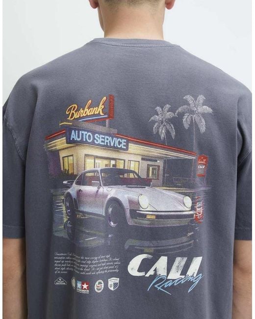 River Island Blue Oversized Fit Cotton Cali Car T-Shirt for men