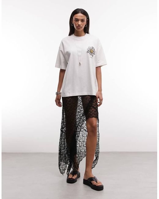 AllSaints Gray Petal Etta Short Sleeve Graphic Logo T-shirt With Back Print