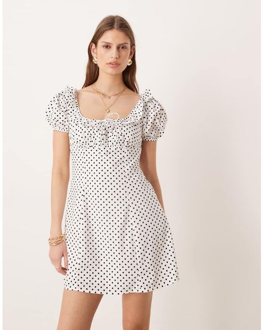 Glamorous Natural Babydoll Mini Dress With Tie Bust