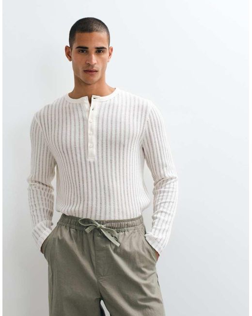 ASOS Gray Regular Long Sleeve Henley T-shirt for men