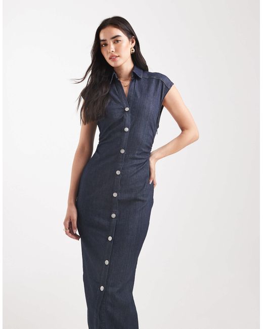 ONLY Blue – durchgeknöpftes midi-jeanskleid