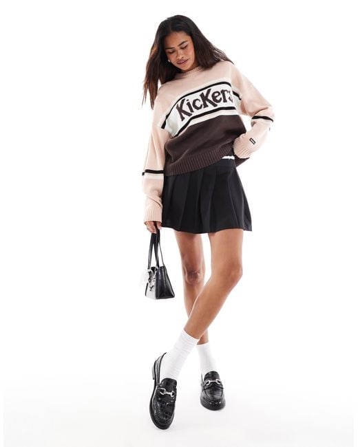 Kickers Relaxed Knit Jumper With Stripe Logo in White Lyst Canada