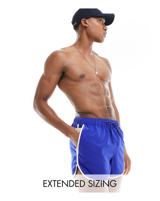 ASOS Blue Runner Swim Shorts for men