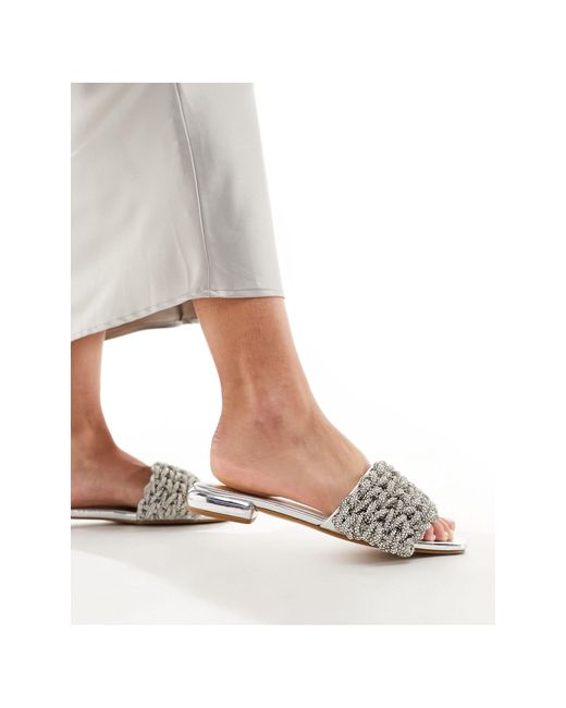 SIMMI Gray Simmi London Pariis Super Embellished Slip On Mule Sandals