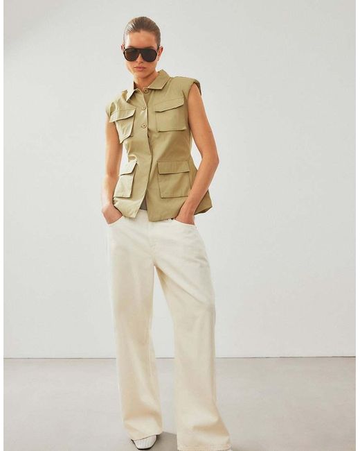 NA-KD White Studio Low Waist Baggy Jeans