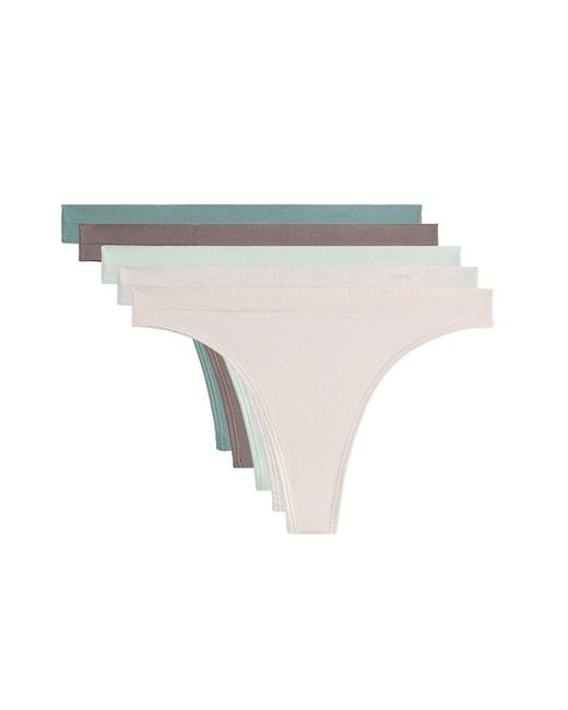 Oysho White 5 Seamless Soft Touch Logo Thongs