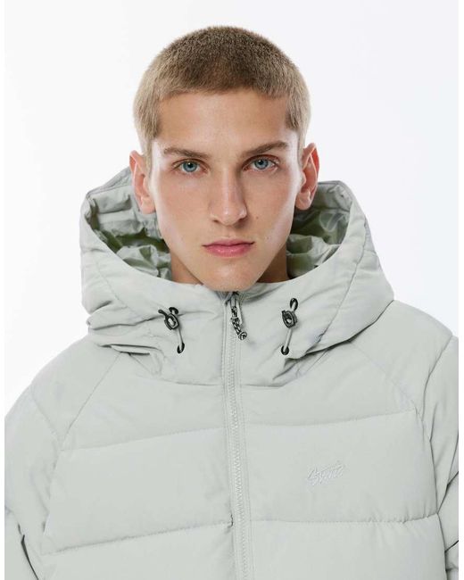 Pull&Bear Gray Stwd Hooded Puffer Jacket for men