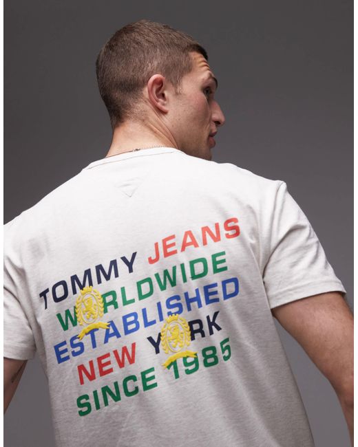 Tommy Hilfiger Gray Diagonal Backprint Logo T-Shirt for men