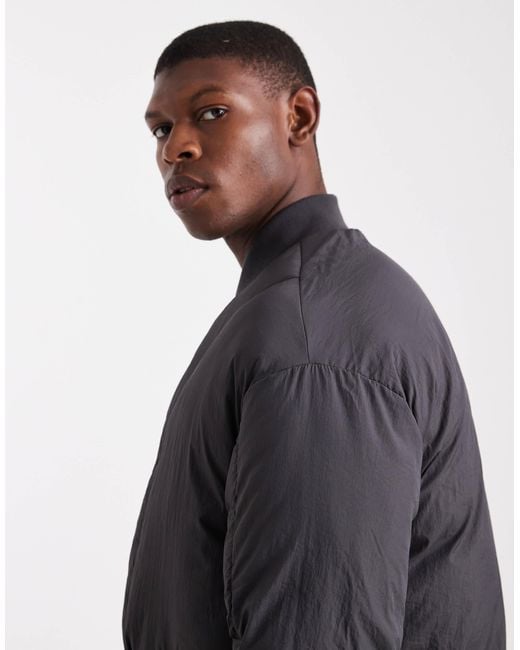 Only & Sons Gray Oversized Concealed Pocket Puffer for men