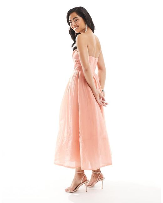 True Decadence Pink Strapless Midi Dress