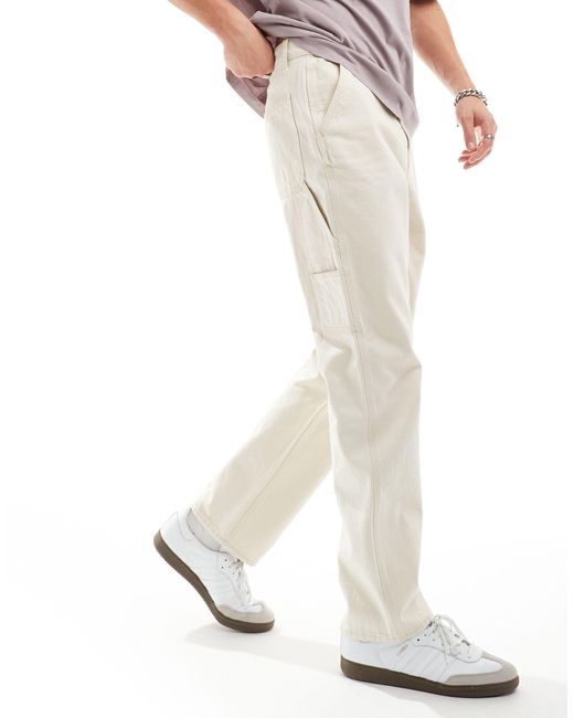 Only & Sons – locker geschnittene carpenter-jeans in White für Herren