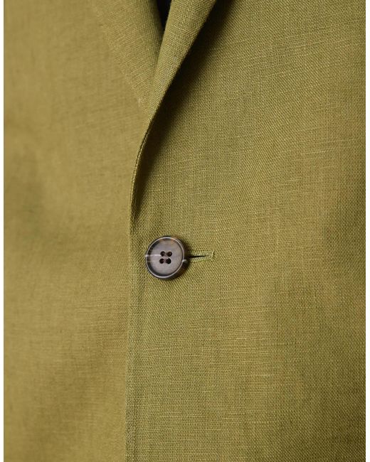 ASOS – schmal geschnittene anzugjacke aus hochwertigem, reinen leinen in Green für Herren