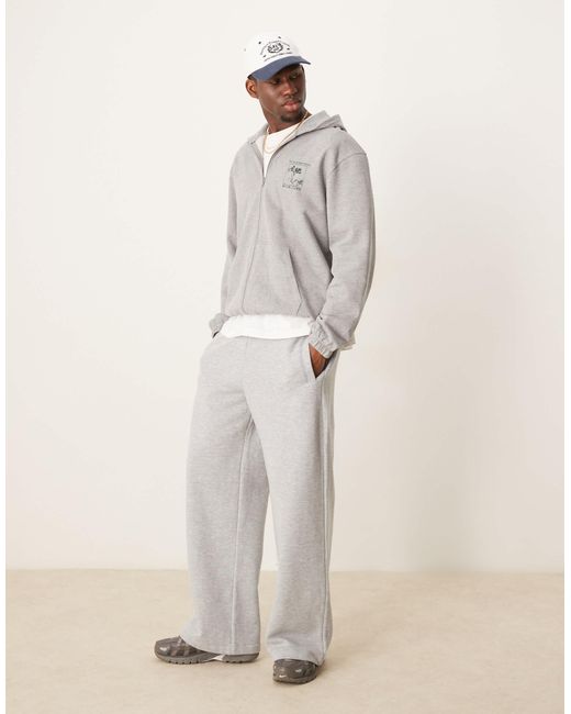 ASOS Gray Hoodie With Chest And Back Print for men