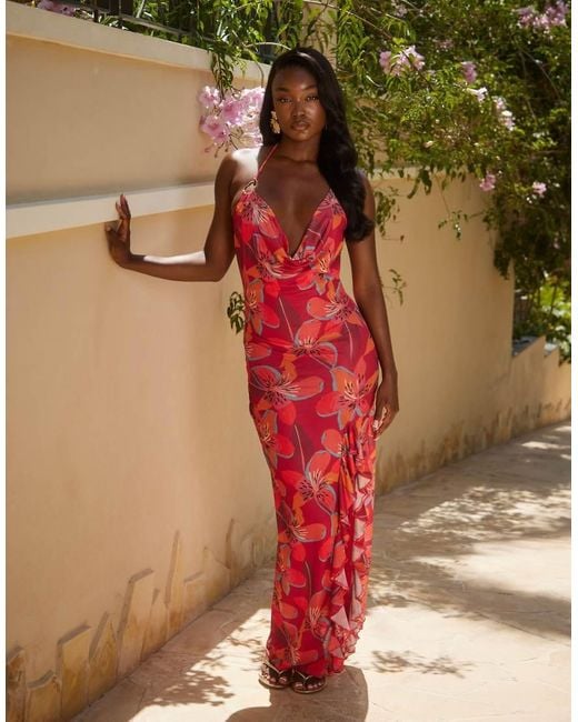 south beach club dresses South Beach Cowl Neck Maxi Beach Dress in Green