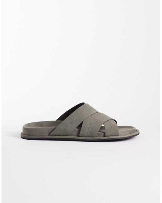 ASOS Brown Cross Over Strap Sandals for men