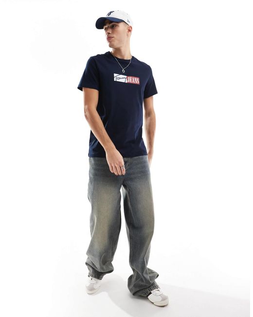 Tommy Hilfiger Blue Block Font Logo T-shirt for men