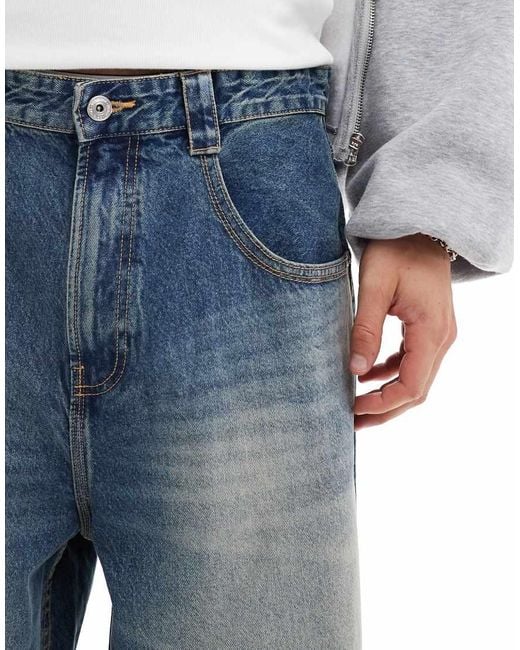 Bershka Blue Mega baggy Fit Jeans for men