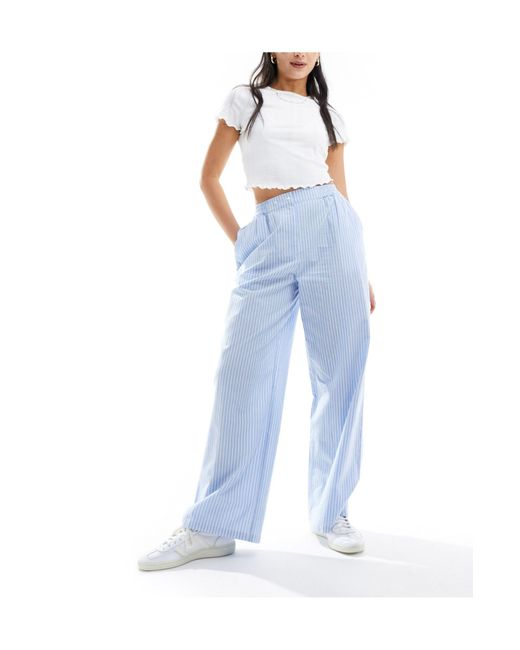 ASOS Blue Pull On Trouser With Tab Waistband