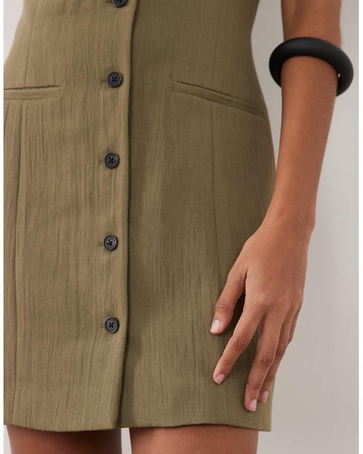 Mango Green Button Through Sleeveless Mini Dress