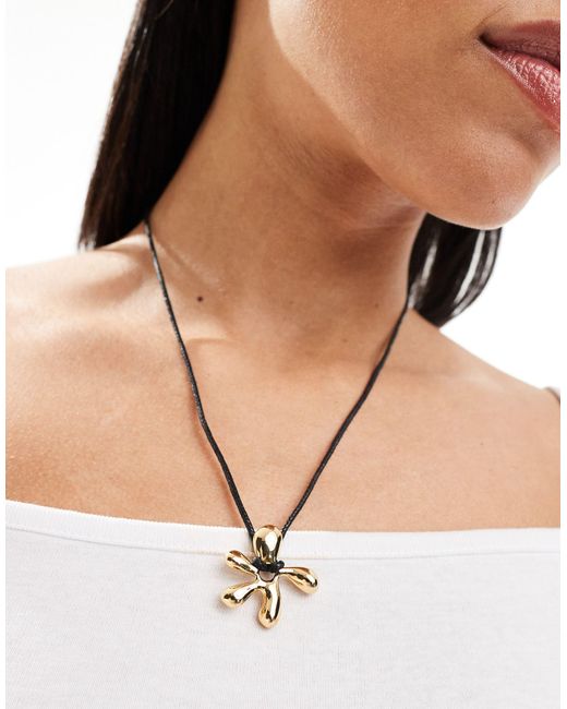 Whistles Natural Abstract Floral Cord Necklace