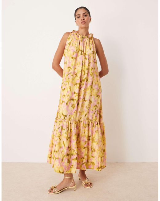 Y.A.S Metallic Tie Shoulder Tiered Hem Detail Maxi Dress