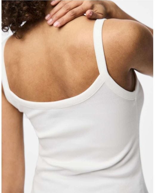 Pieces White Strap Top