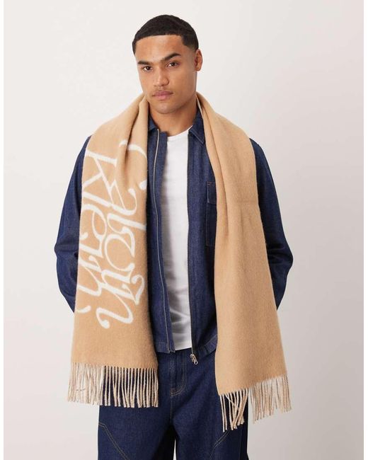 Bufanda Con Logo De Texto De Lana De Calvin Klein-Neutro Calvin Klein de hombre de color Blue