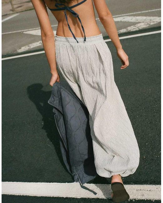 Pull&Bear Gray Check Sarouel Trousers