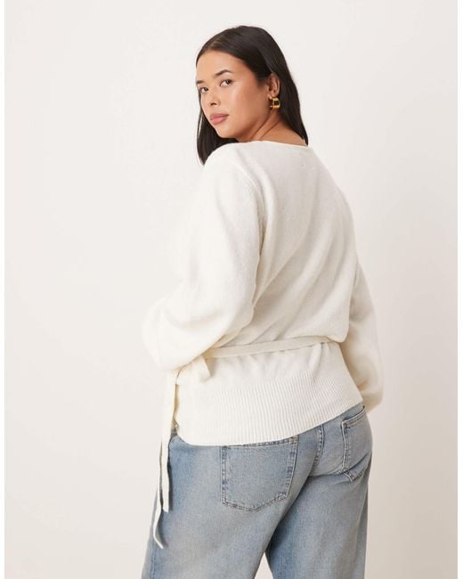 ASOS White Asos Design Curve Knitted Wrap Cardigan