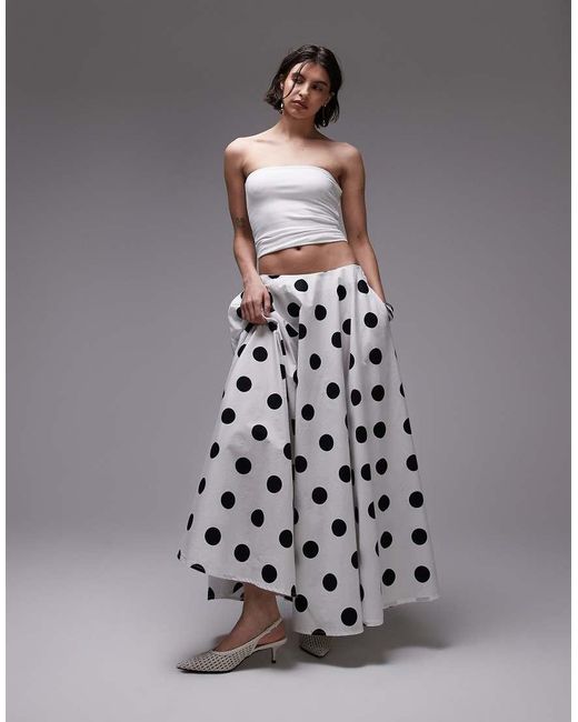 ASOS Maxi Pofrok Van Poplin Met Stippen in het Gray