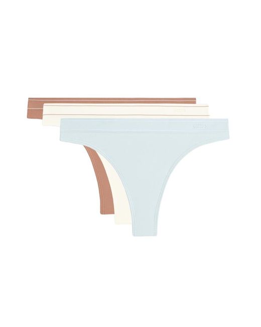 Oysho White 3 Seamless Thongs With Contrast