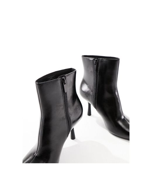 Pull&Bear Black Kitten Heel Boot With Pointed Toe