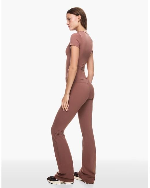 Pantaloni A Zampa Tecnici Color Terracotta di Bershka in Red