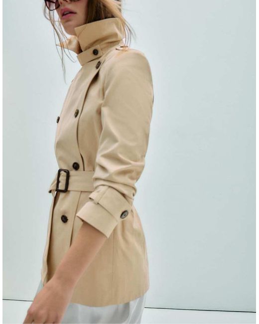 Stradivarius White Short Basic Trench Coat