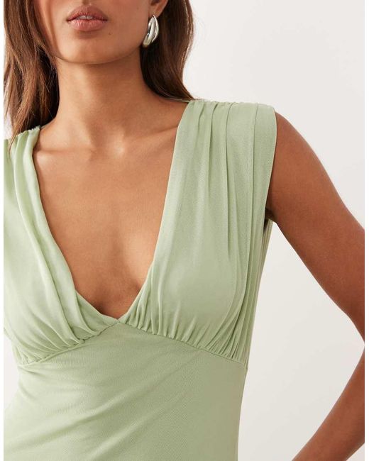 ASOS Green V Neck Fishtail Maxi Dress