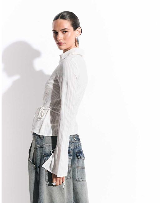 Weekday White Shirt With Tie Sleeve Detail