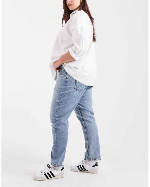 ASOS Blue Asos Design Curve Slim Fit Mom Jeans