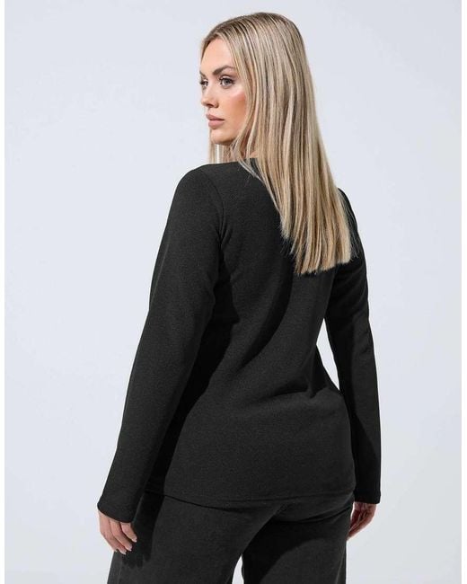 Yours Clothing Black Long Sleeve Seam Detail Top