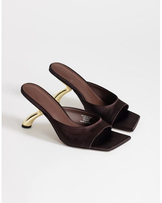TOPSHOP Natural Nicole Angular Mid-height Heeled Mules