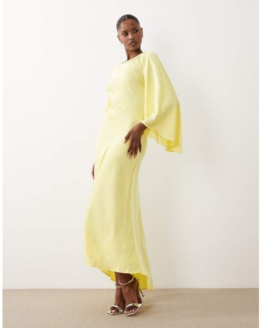 Vero Moda Metallic Satin Maxi Dress With exaggerated Angel Sleeve
