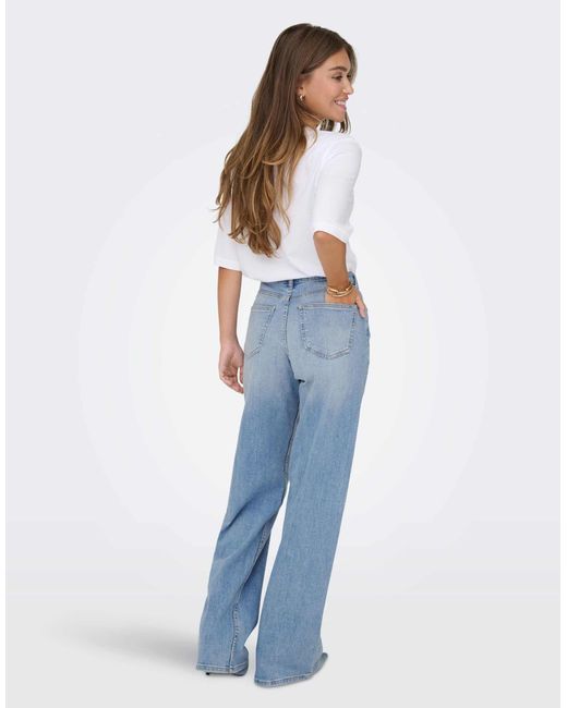 Julles - jean droit taille basse - clair ONLY en coloris Blue