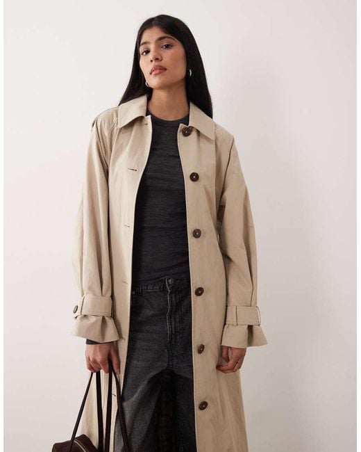 Nobody's Child Natural Cape Back Tie Belt Fluid Trench Coat