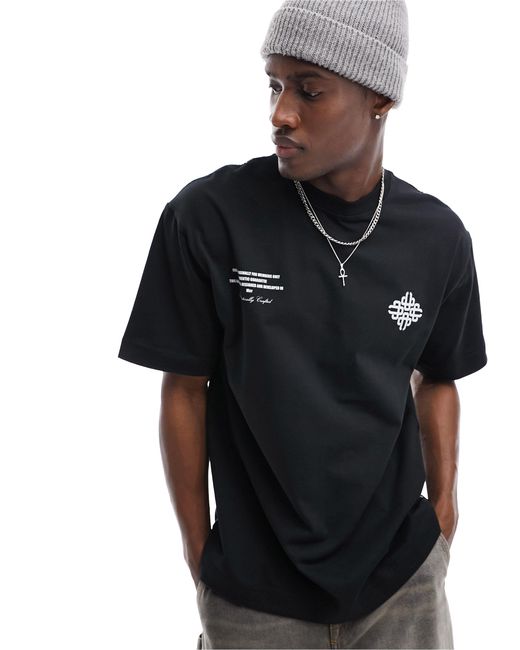 Camiseta negra holgada con emblema The Couture Club de hombre de color Black