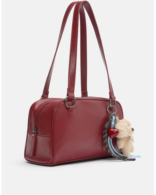 Pull&Bear Red – verzierte schultertasche mit muster