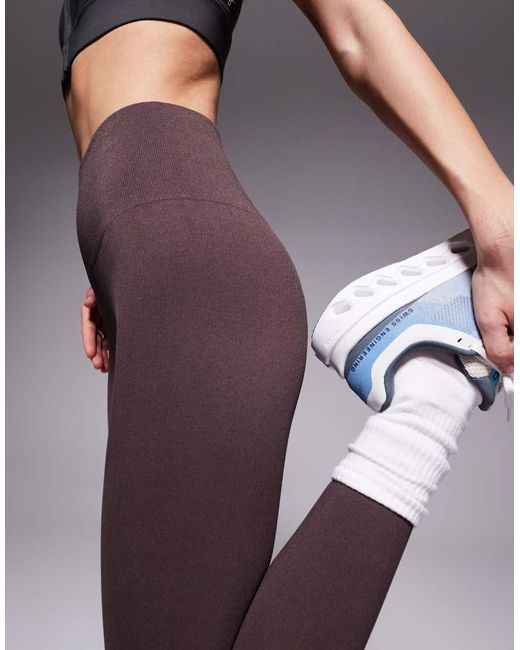4505 Brown Petite Seamless Baby Rib High Waist Gym leggings